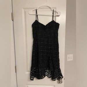 Fabrik - Olivaceous Flounce Lace Dress with Spaghetti Straps in Black Size Small